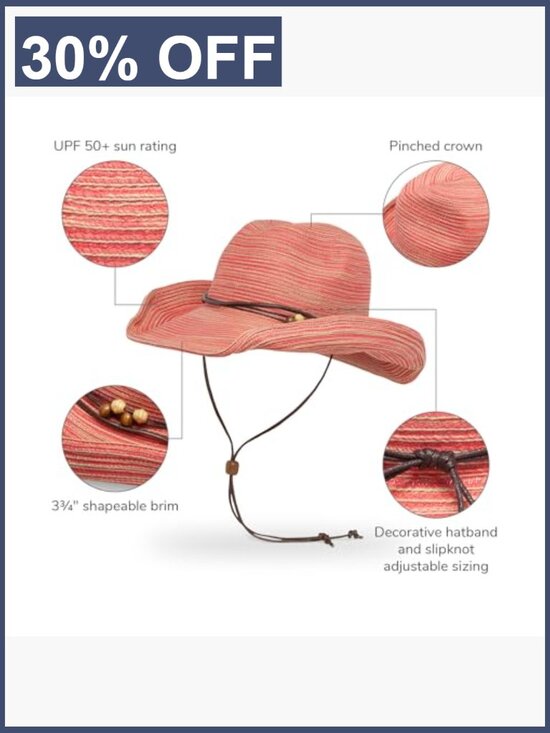 UPF 50+ Shapeable Brim Cowgirl Sun Hat with Adjustable Chin  display picture 2